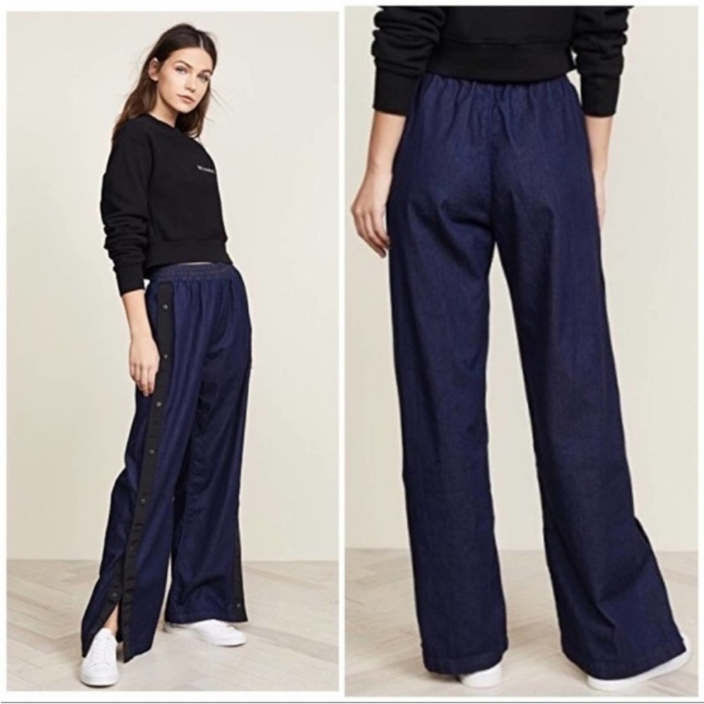 3x1 Snap-Off Dark Wash Wide Leg High Rise Pull On Track Jeans XS